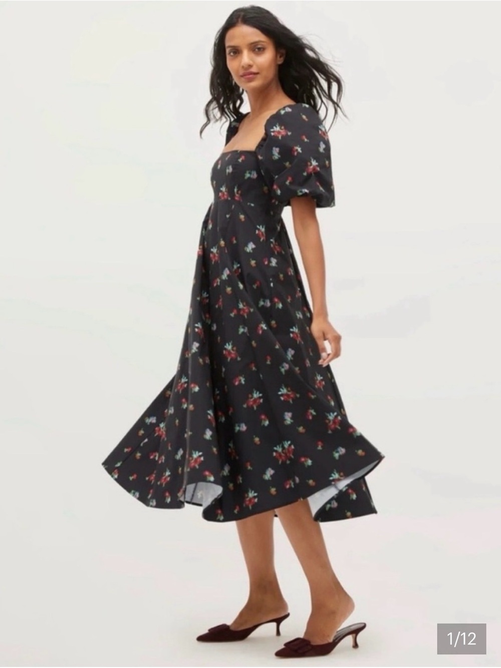 Hill House Matilda Black Ikat Floral Dress Size XS NWT
